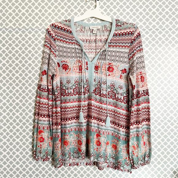 VINTAGE AMERICA Blue Boho Style Peasant Blouse – Size L - Picture 3 of 8